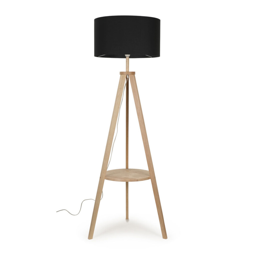 Morrigan Light Wood Tripod Floor Lamp With Brown Shade