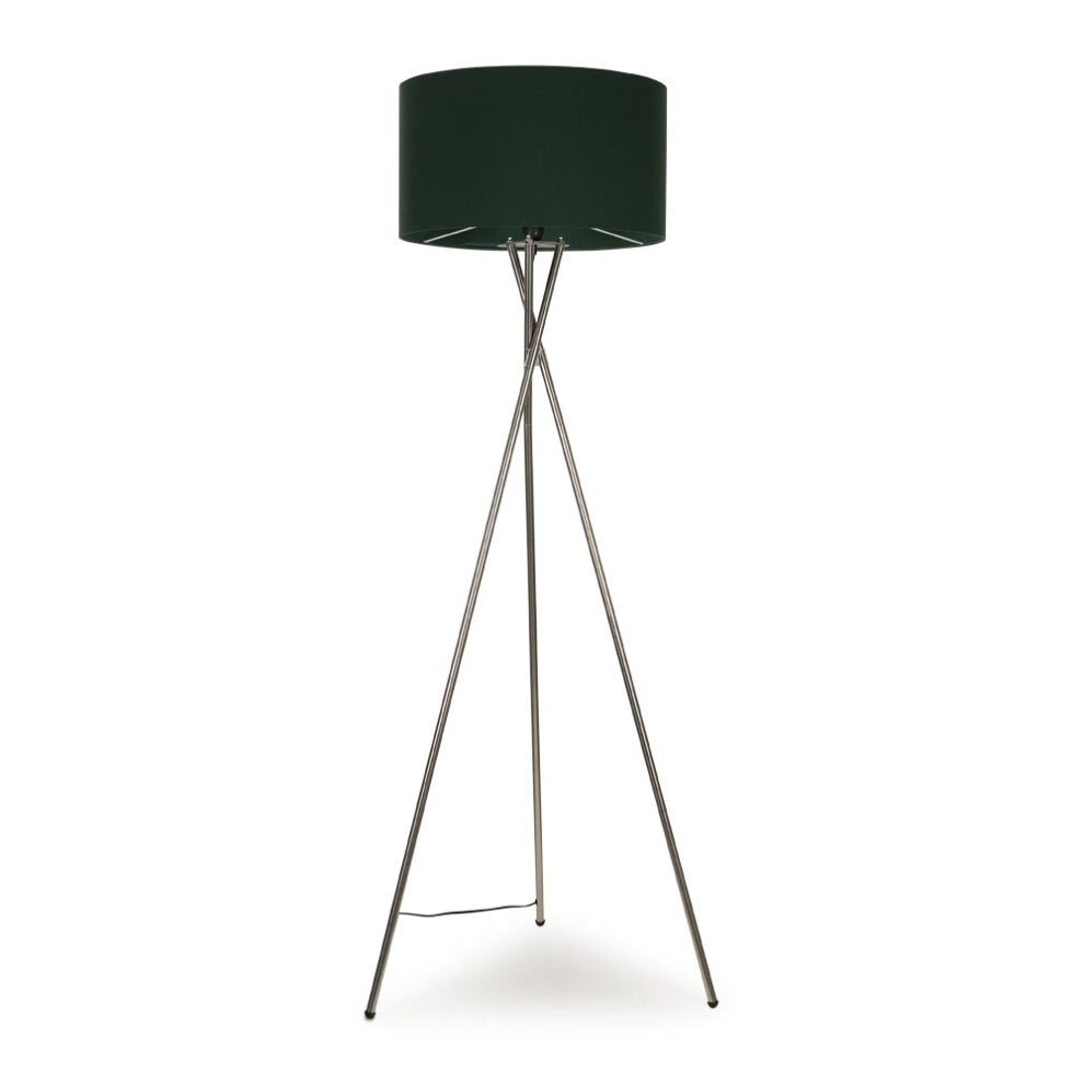 Camden Nickel Silver Floor Lamp With Large Forest Green Shade