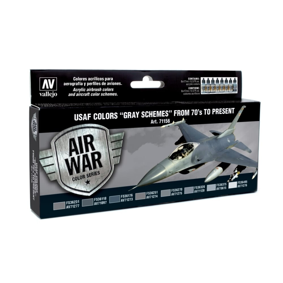 VAL71156 - AV Vallejo Model Air Set -USAF "Gray Schemes" from 70's on