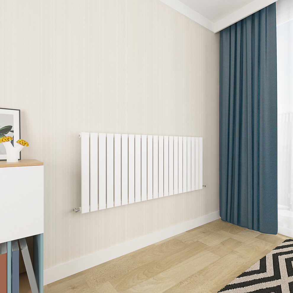(600x1428mm Single) Horizontal flat radiator white all sizes