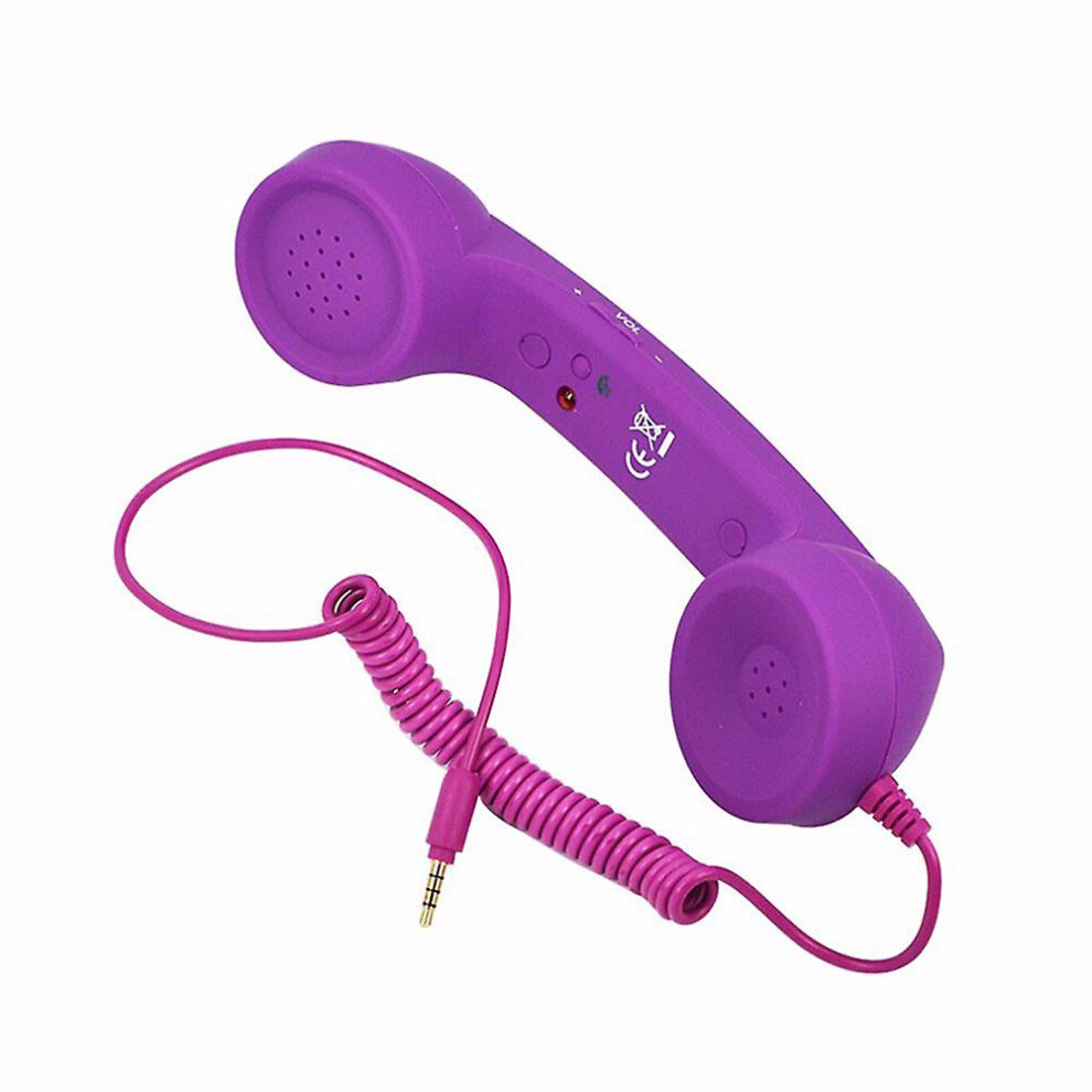(Purple) Fiauli 3.5Mm Retro Mobile Phone Cellphone Receiver Telephone Handset With Microphone Purple 4522139352073
