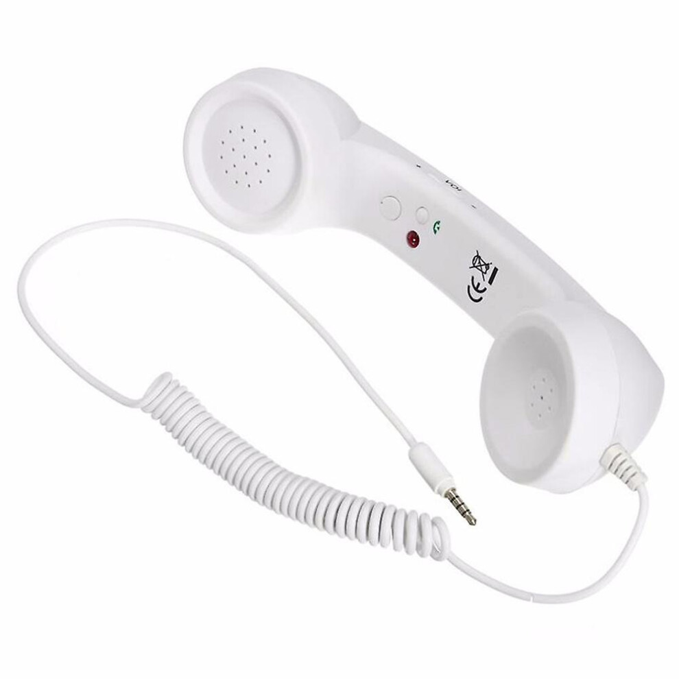 (White) Fiauli 3.5Mm Retro Mobile Phone Cellphone Receiver Telephone Handset With Microphone White 4522139352110