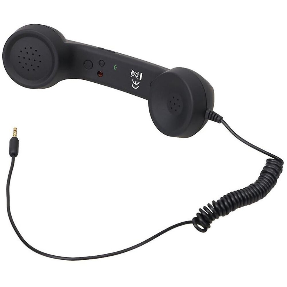 (Black) Fiauli 3.5Mm Retro Mobile Phone Cellphone Receiver Telephone Handset With Microphone Black 4522139352141