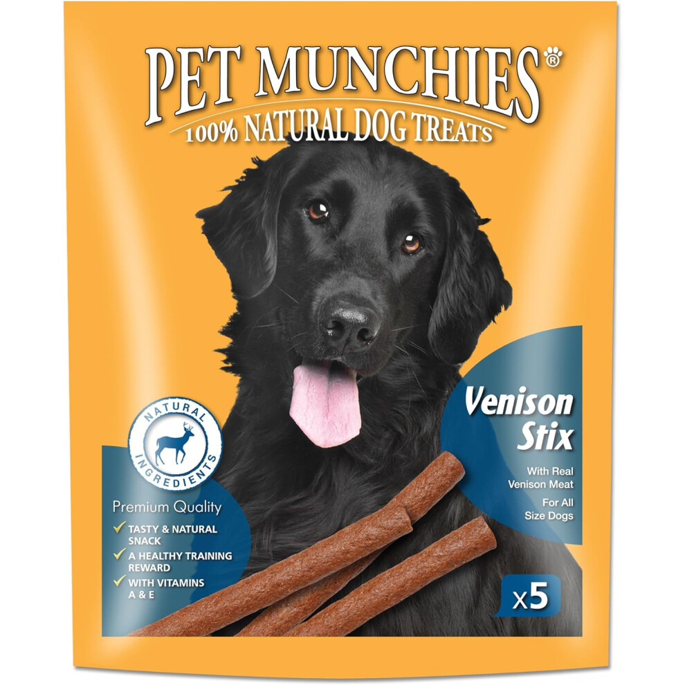 Pet Munchies Venison Stix Dog Treats, Healthy Training Treats With Natural Ingredients 50G, Pack Of 10 (50 Chews)