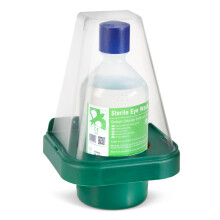 CLICK MEDICAL SINGLE EYEWASH BOTTLE WITH WALL MOUNT STAND CLEAR
