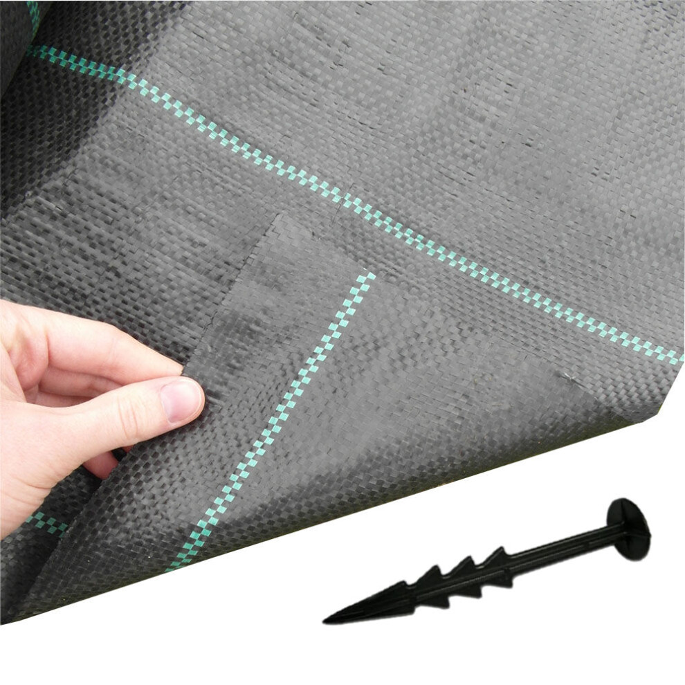 Yuzet 5M X 10M + 100 Securing Pegs 100Gsm Ground Cover Weed Control Fabric Mulch