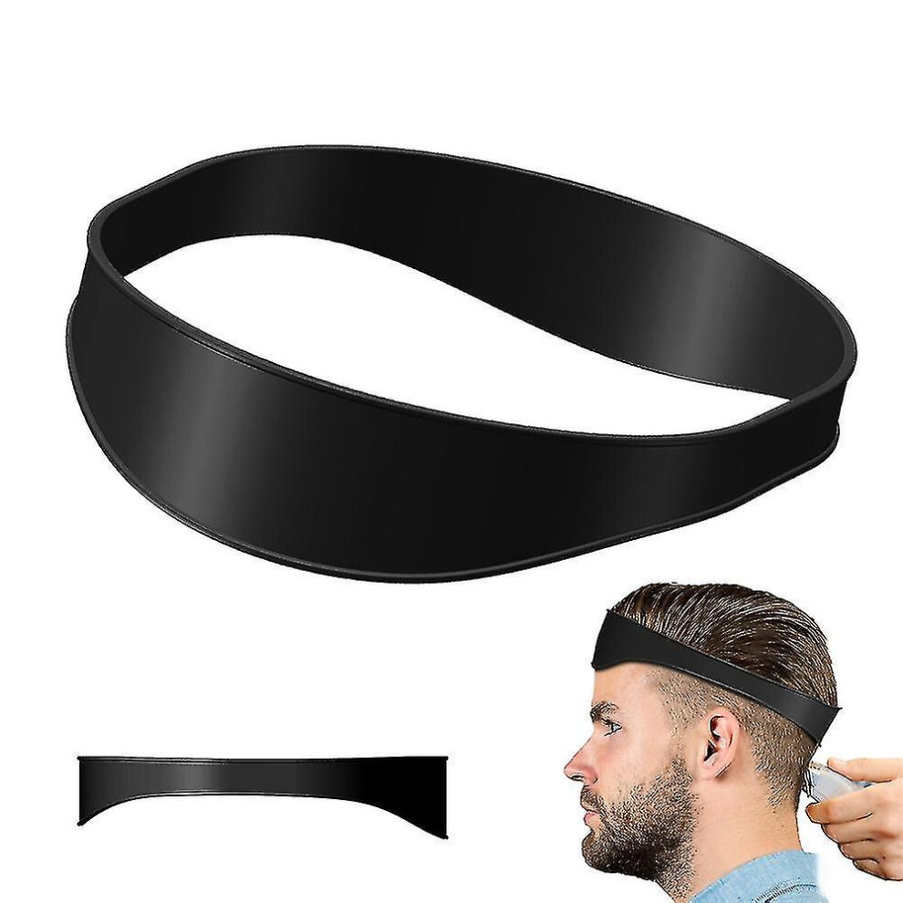 (Black) Hair Trimming Guide, Curved Silicone Haircut Band For Diy Home Haircuts