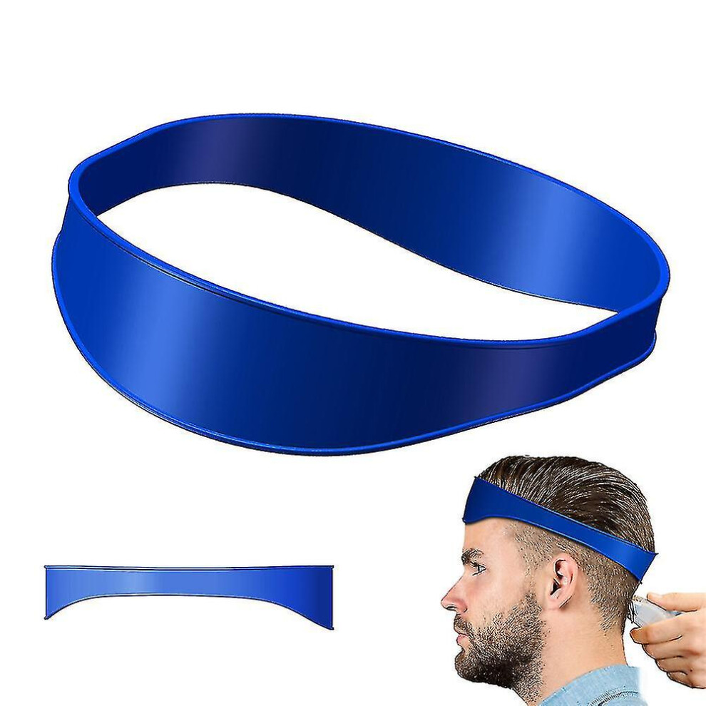(Blue) Hair Trimming Guide, Curved Silicone Haircut Band For Diy Home Haircuts
