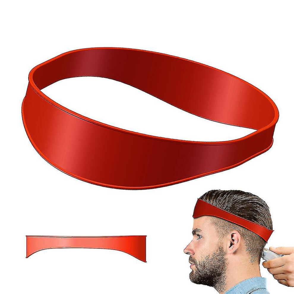 (Red) Hair Trimming Guide, Curved Silicone Haircut Band For Diy Home Haircuts