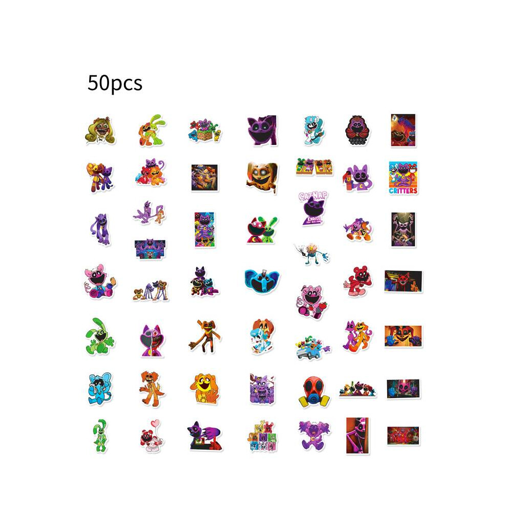 Dinamr (50Pcs) Smiling Critters Theme Game Character Card Stickers Applied Phone