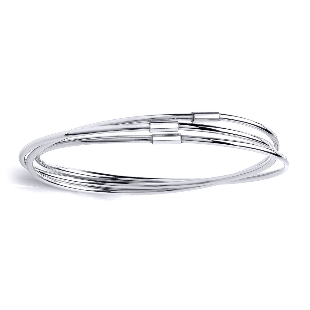Jewelco London Ladies Sterling Silver Russian Wedding Bangle Bracelet 3 x 1.5mm - BRC130