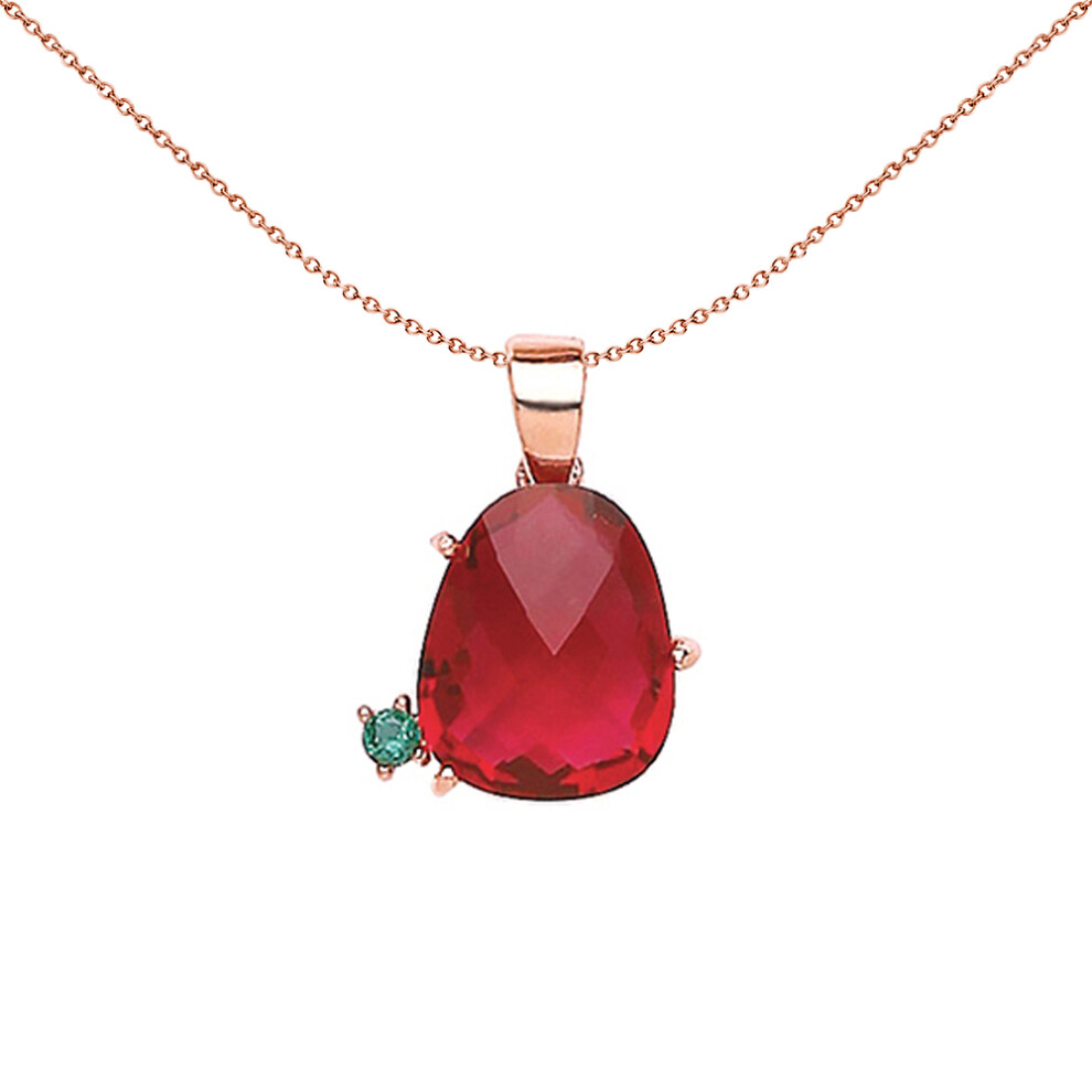 Jewelco London Rose Gold-Plated Sterling Silver Ruby-Red irregular-shape Cubic Zirconia Nugget Pendant Necklace 18 inch - GVP342R