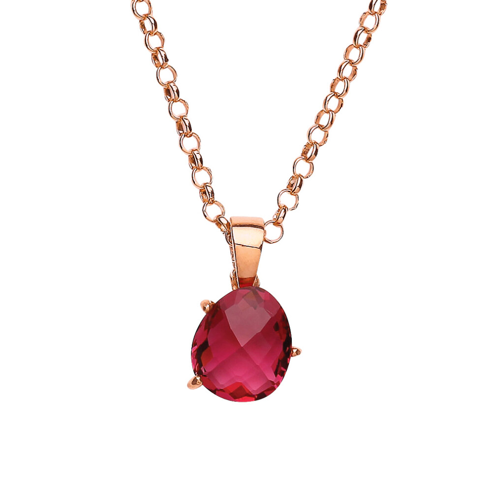 Jewelco London Rose Gold-Plated Sterling Silver Ruby-Red irregular-shape Cubic Zirconia Nugget Pendant Necklace 18 inch - GVP343R