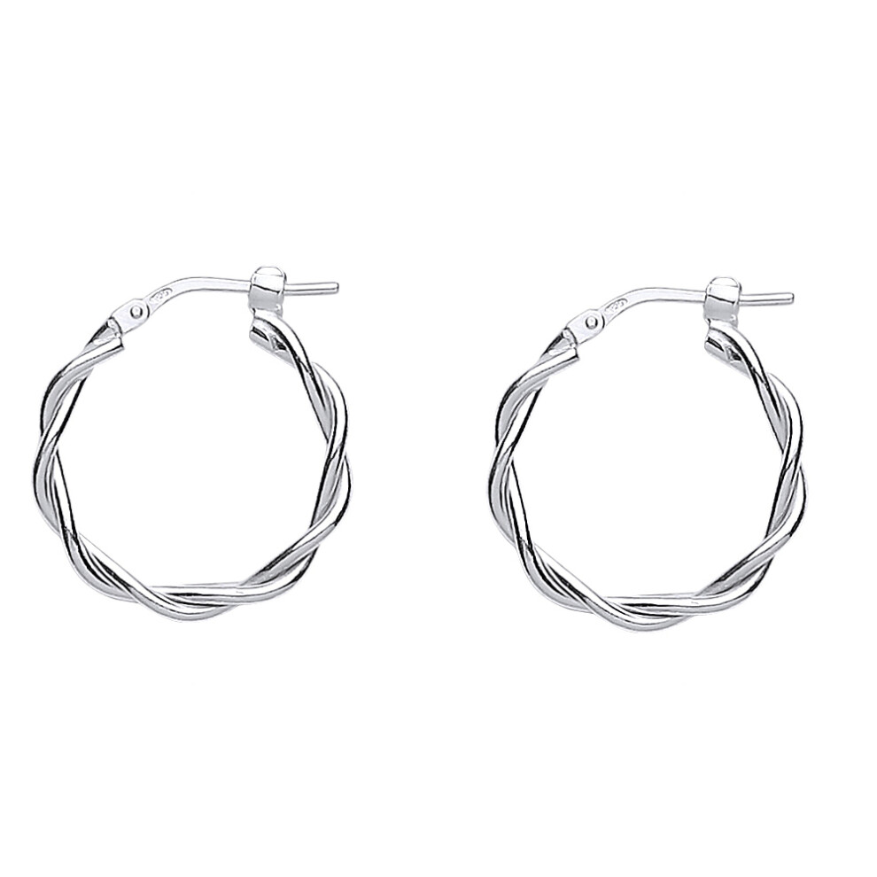 Jewelco London Ladies Sterling Silver Candy Twist Hoop Earrings 20mm 2mm - ER63
