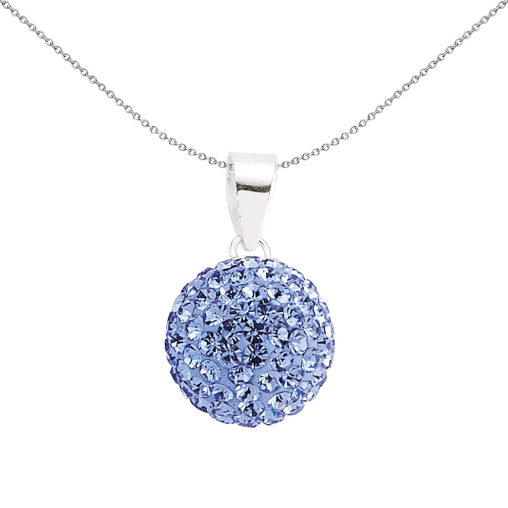 Jewelco London Ladies Sterling Silver Sapphire-Blue Crystal Disco Ball Pendant Necklace 12mm 18 inch - GVP168SAP