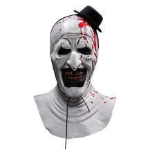 Bloody Terrifier Art The Clown Mask Cosplay Creepy Horror Demon Evil Joker Hat Latex Helmet Halloween Party Costume Props
