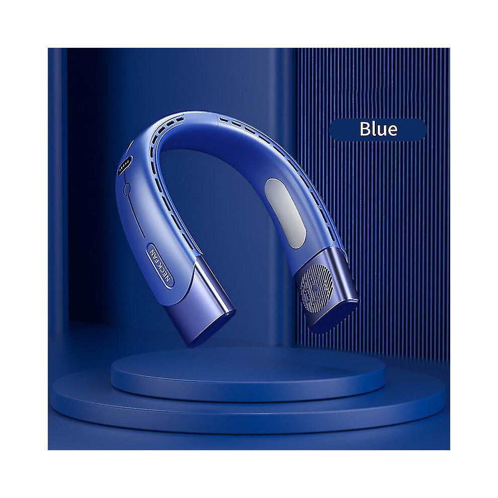 (Blue) Xiaomi 6000mah Hanging Neck Fan Portable Air Conditioner Type-c Usb Rechargeable Air Cooler 5 Speed Electric Fan For Sports