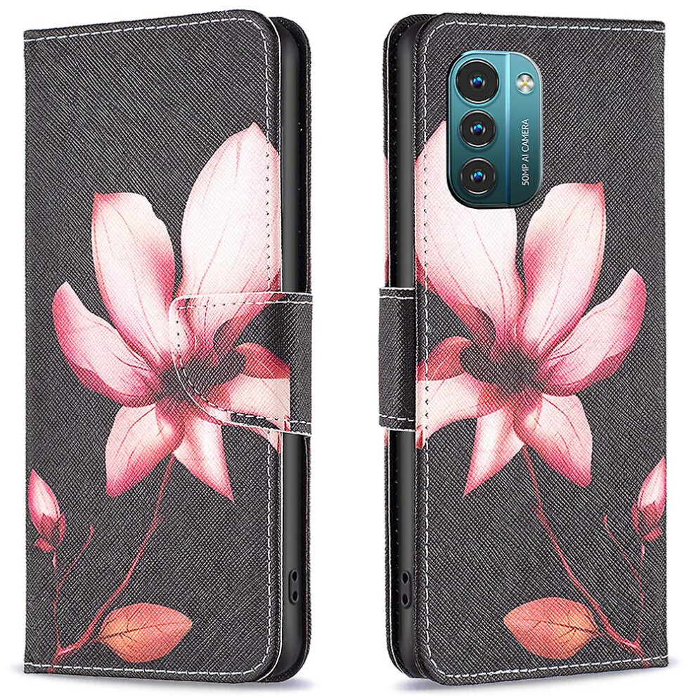 ( Flower) Pattern Printing Leather Case For Nokia G11/G21, Foldable Stand Design Colorful Pattern Printing Leather Wallet Phone Case Pink 9497821074005