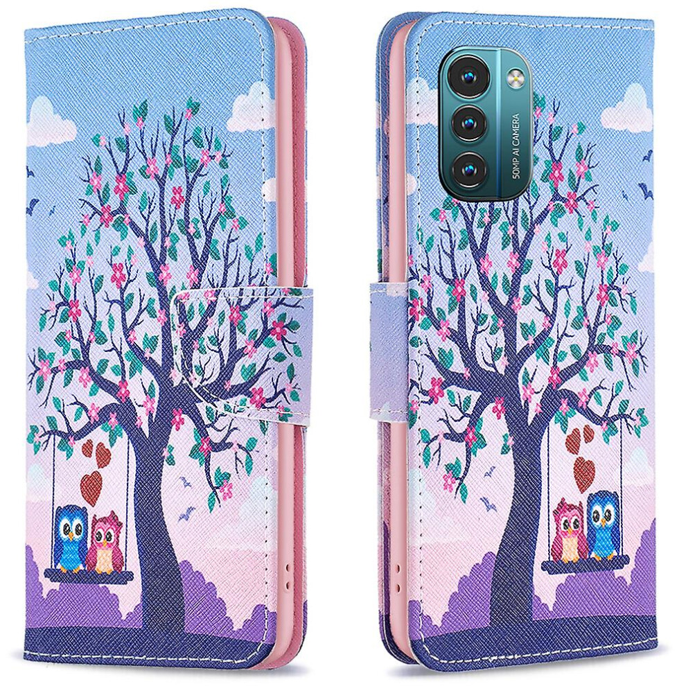 (Two Owls) Pattern Printing Leather Case For Nokia G11/G21, Foldable Stand Design Colorful Pattern Printing Leather Wallet Phone Case 9497821074012