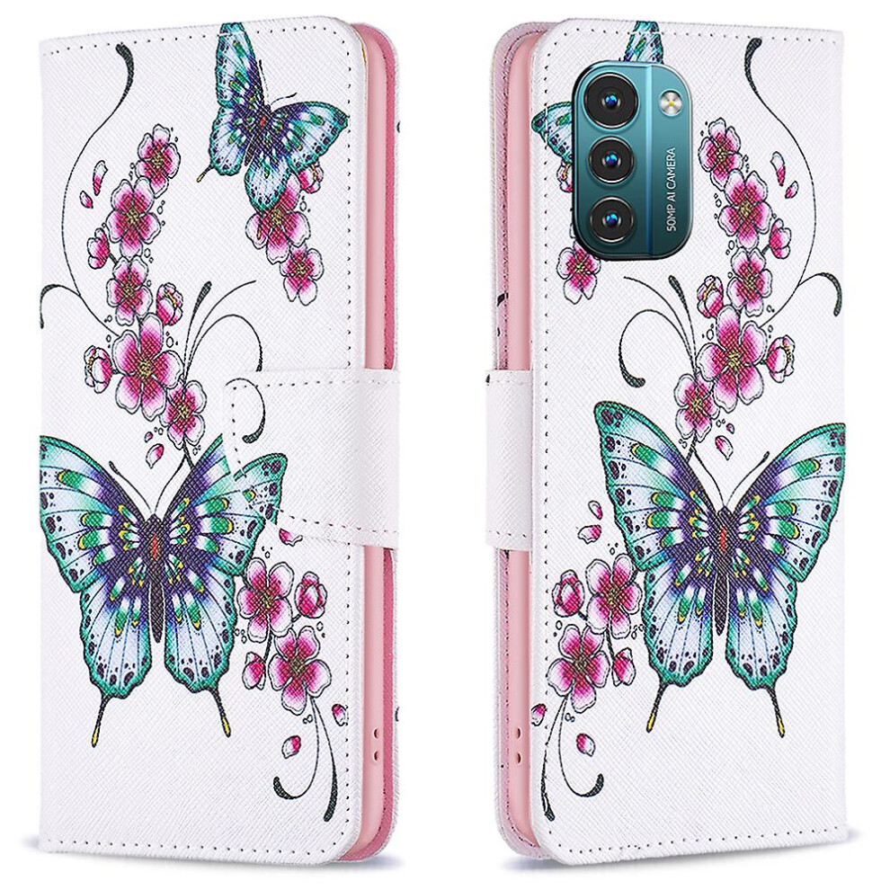 ( Blossom) Pattern Printing Leather Case For Nokia G11/G21, Foldable Stand Design Colorful Pattern Printing Leather Wallet Phone Case Peach 9497821074029