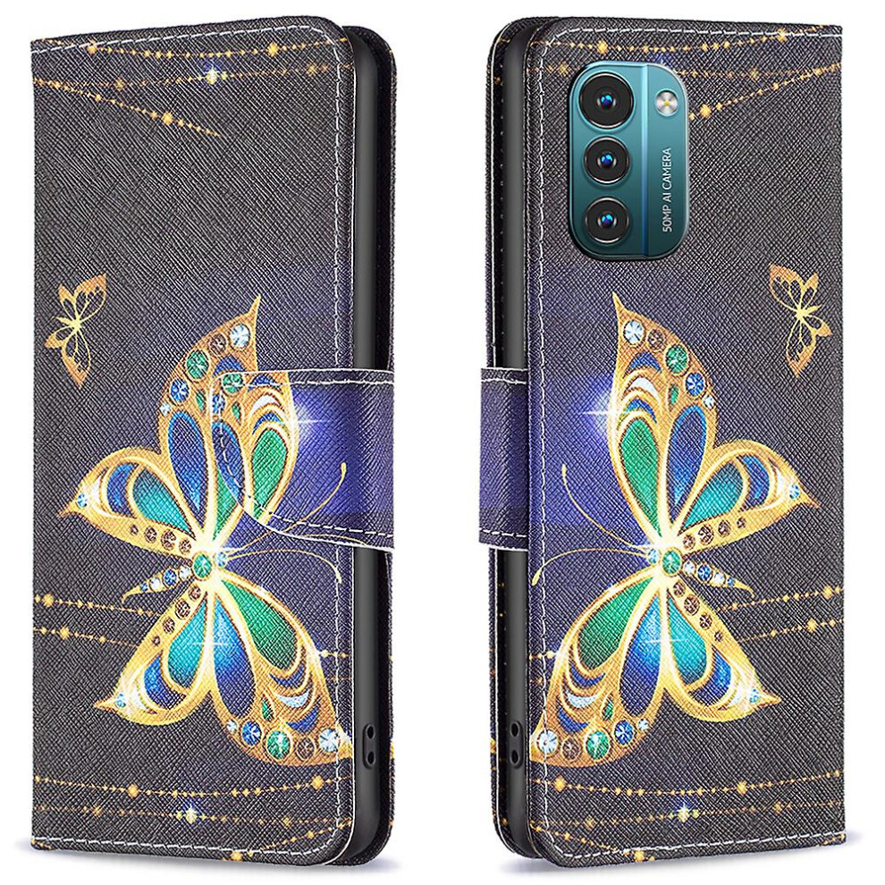 (Rhinestone Butterfly) Pattern Printing Leather Case For Nokia G11/G21, Foldable Stand Design Colorful Pattern Printing Leather Wallet Phone Case 9497821074043