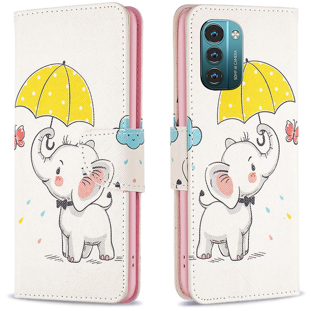 (Umbrella Elephant) Pattern Printing Leather Case For Nokia G11/G21, Foldable Stand Design Colorful Pattern Printing Leather Wallet Phone Case 9497821074050
