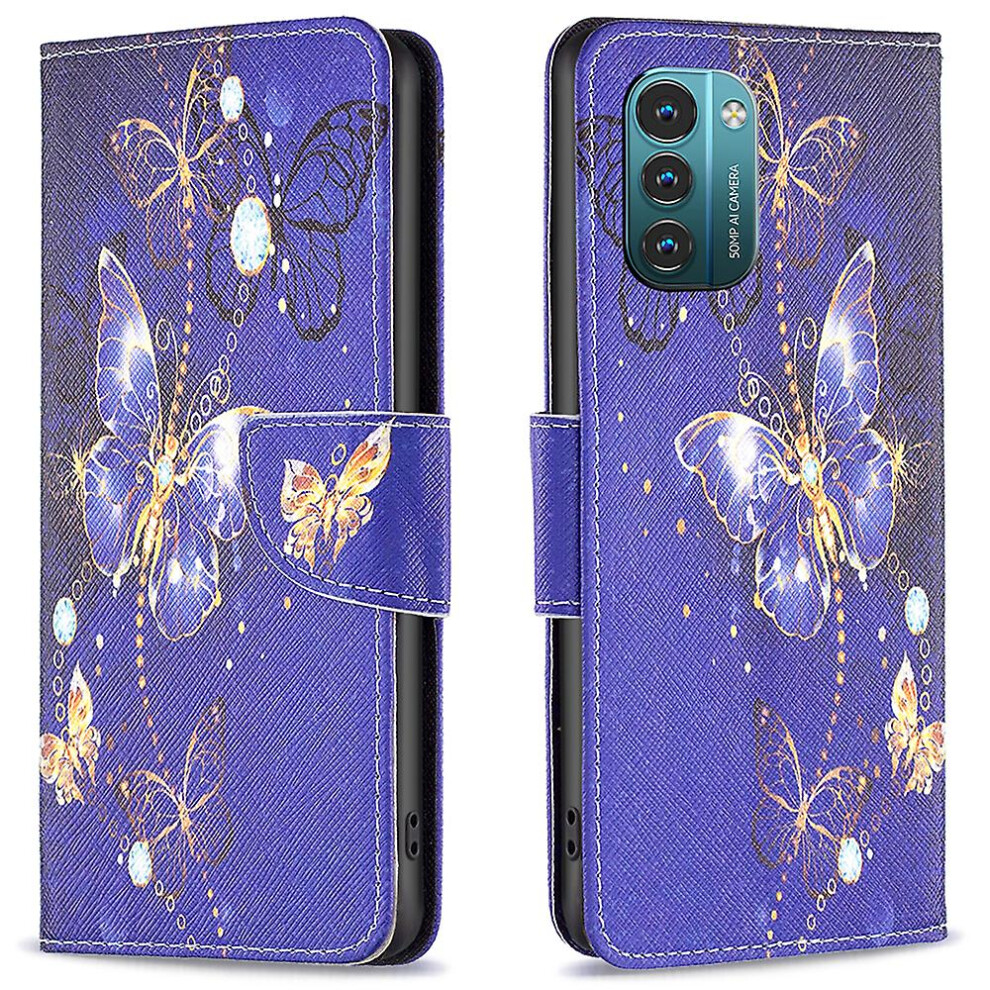 ( Butterflies) Pattern Printing Leather Case For Nokia G11/G21, Foldable Stand Design Colorful Pattern Printing Leather Wallet Phone Case Purple 9497821074067