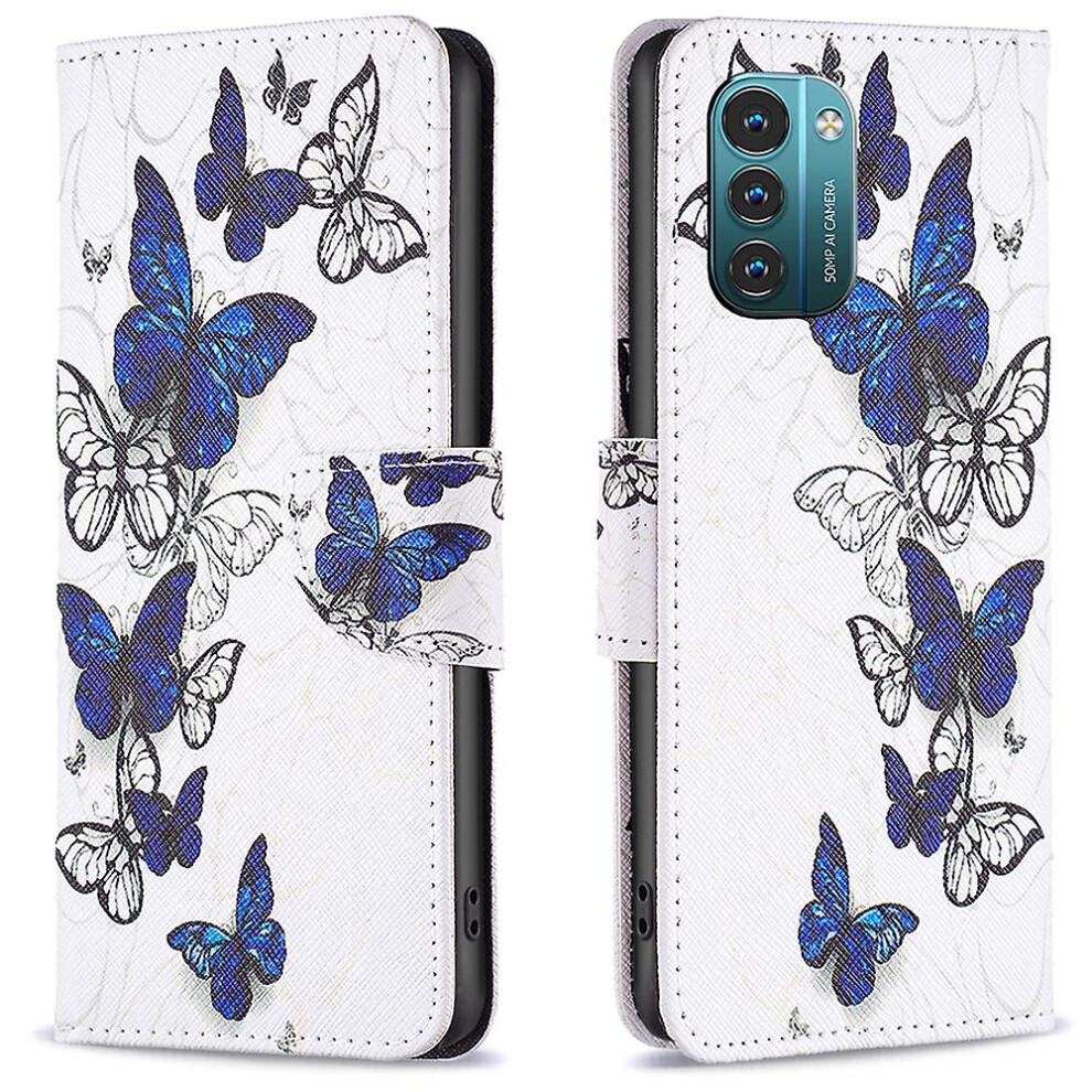 ( Butterflies) Pattern Printing Leather Case For Nokia G11/G21, Foldable Stand Design Colorful Pattern Printing Leather Wallet Phone Case Blue 9497821074098
