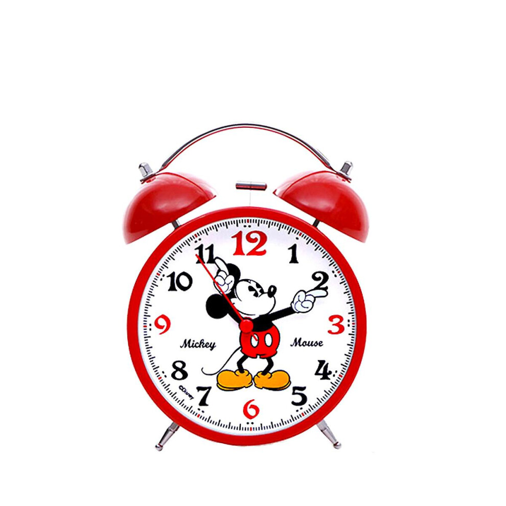 Red Mickey Twin Bell Anime Alarm Clock Non Ticking Analogue Bell Clock