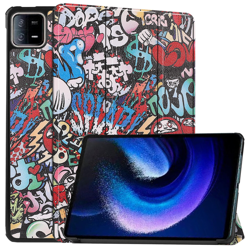 (Graffiti) For Xiaomi Pad 6 Pu Leather Trifold Stand Tablet Case Pattern Printing Auto Wake/Sleep Cover 9152243545945