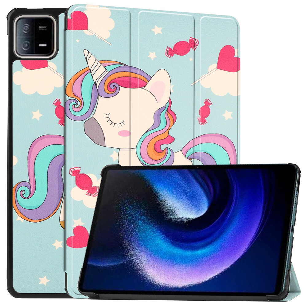 (Horse) For Xiaomi Pad 6 Pu Leather Trifold Stand Tablet Case Pattern Printing Auto Wake/Sleep Cover 9152243546010