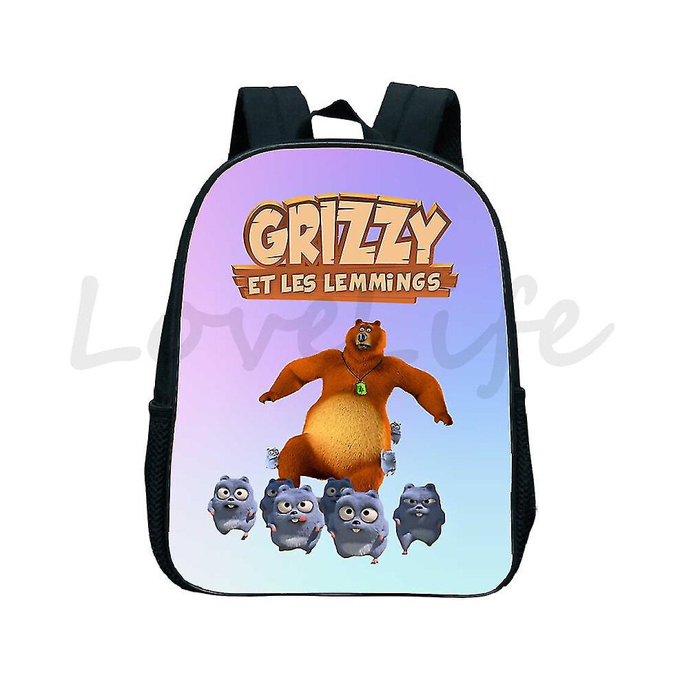 (E, 14 inches) 12-16 Inchessunlight Grizzy Bear Backpack Kids Kindergarten School Bags Children Cartoon Grizzy And The Lemmings Rucksack Kids-image-OPC-PDQBD5V-NEW