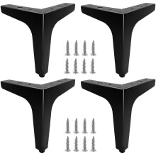 Set Of 4 15cm Black Metal Furniture Legs, Durable Sofa Legs, Coffee Table Legs, Riser Table Legs Stand Up Or Replace Bedside Tables, Sofa, Tv Stands