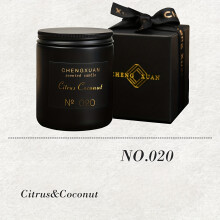 (Citrus&Coconut) Black Can Scented Candle, Smokeless Soy Wax, Handmade Gift Scented Candle