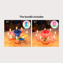 (Multi Color Red) Lotus Music Birthday Candle - Rotating Flowering Singing Light for Cake Decoration and Easter Gift