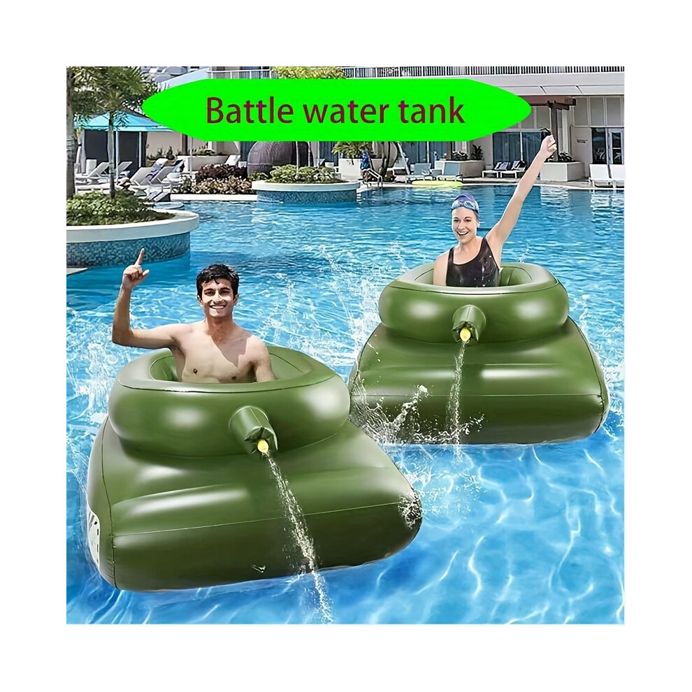 (Battle Tanks) PVC Inflatable Water Spray Tank With Water Gun, Floating Swimming Pool Party Water Toys Floating Raft