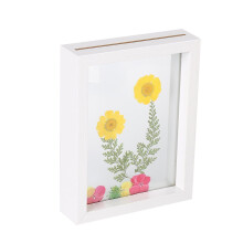 (white, 8in) Double Glass Side Floating Photo Frame For Table Top Wall Hanging, Displays Photo