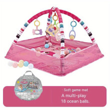 (pink) 18-piece Baby Activity Gym Set - Develop Movement Skills with Fence Gym, Crawling Mat, and Toys