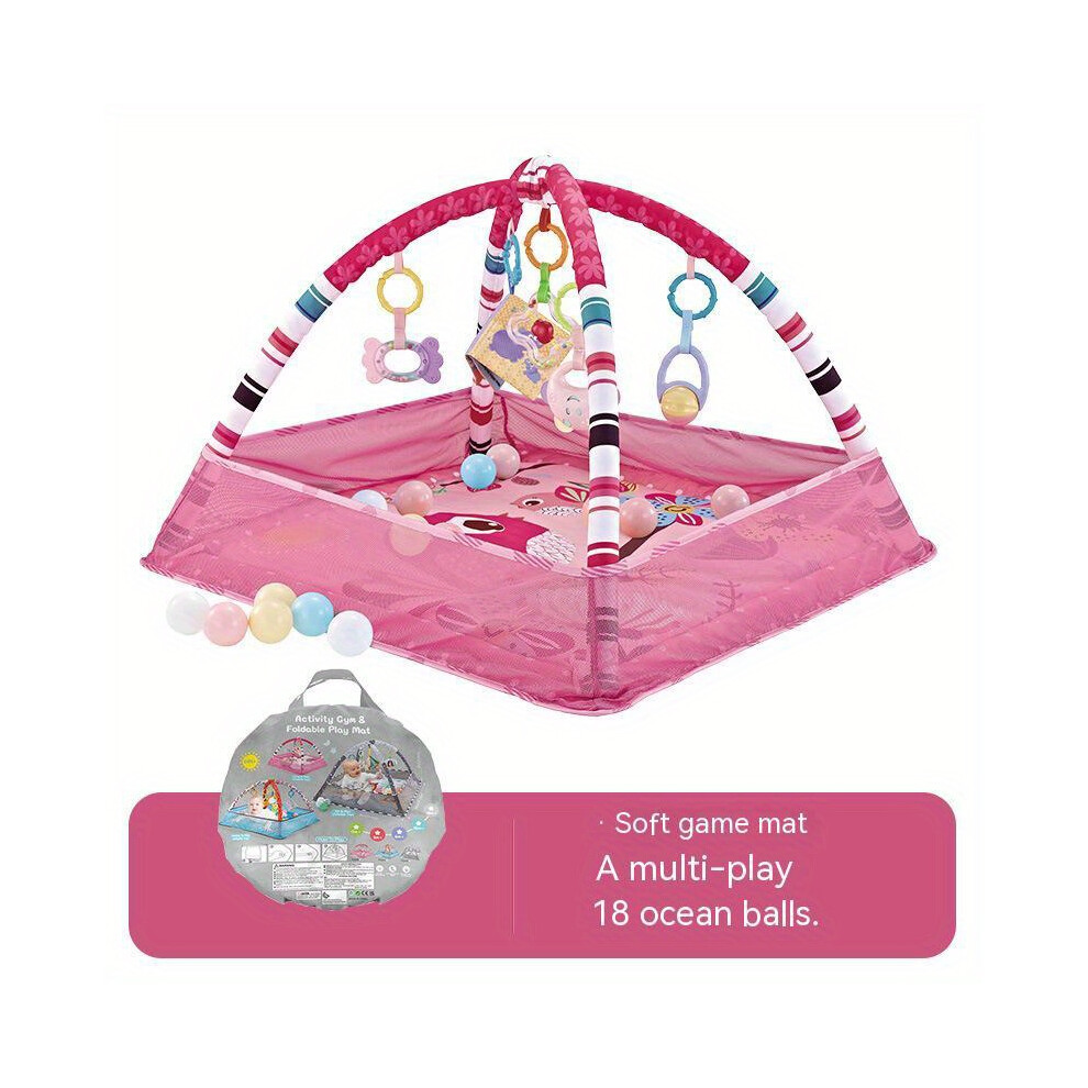(pink) 18-piece Baby Activity Gym Set - Develop Movement Skills with Fence Gym, Crawling Mat, and Toys
