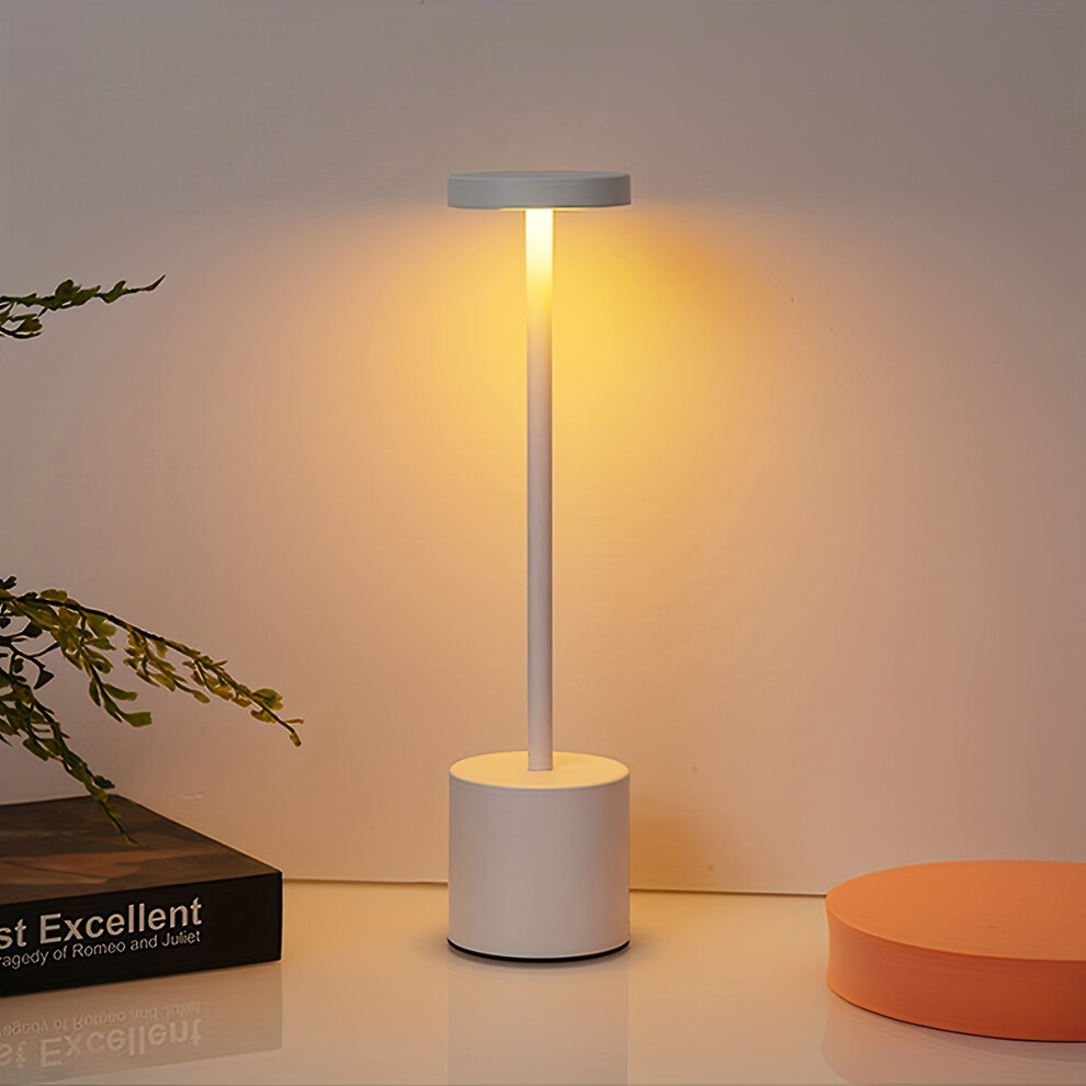 (White) tepless Dimming Desk Lamp, Touch-sensitive Rechargeable LED Reading Lamp Suitable For Restaurant, Bar And Bedroom Decoration