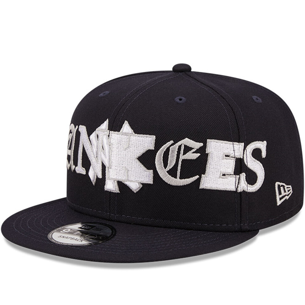 (S/M, Navy) New Era New York Yankees 9FIFTY MLB Team Typography Baseball Cap - Navy