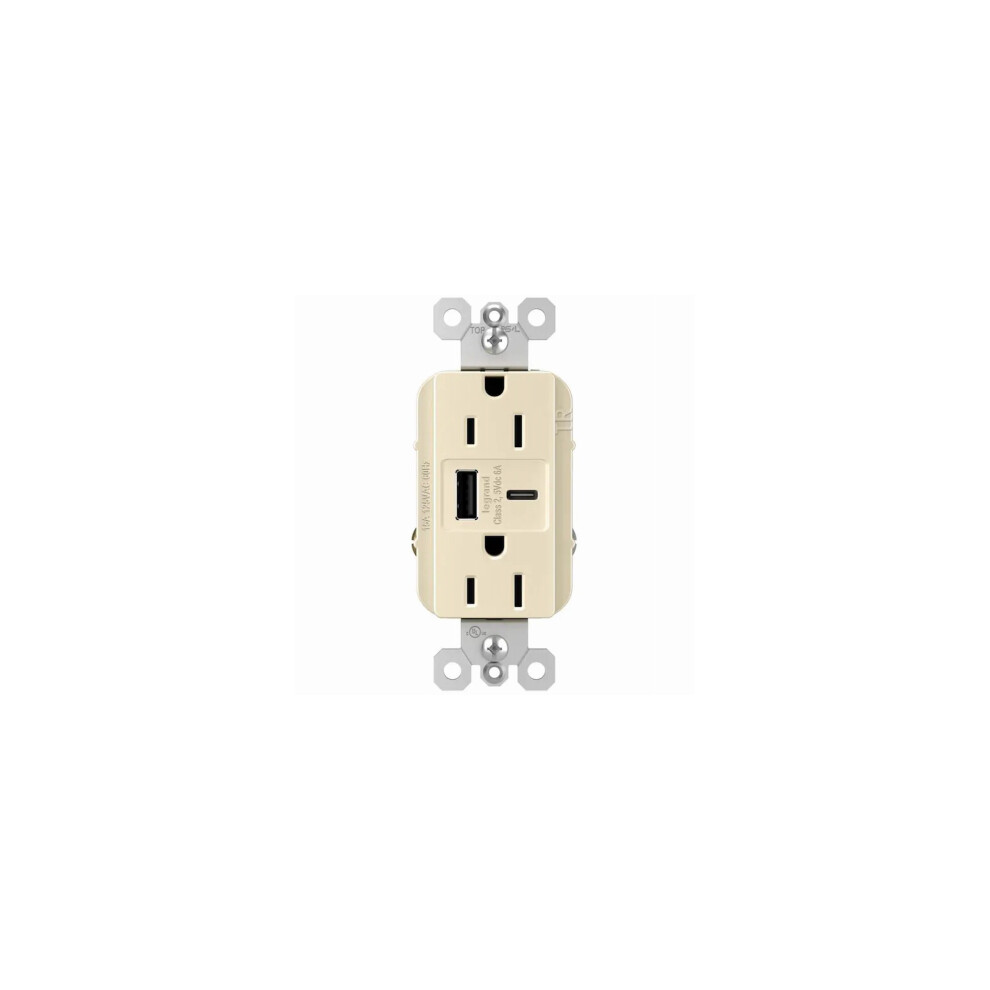 Duplex Outlet + Usb Charger, Type A/C, Light Almond, 6.0A, 15-Amp -R26usbac6laccv4 785007207682