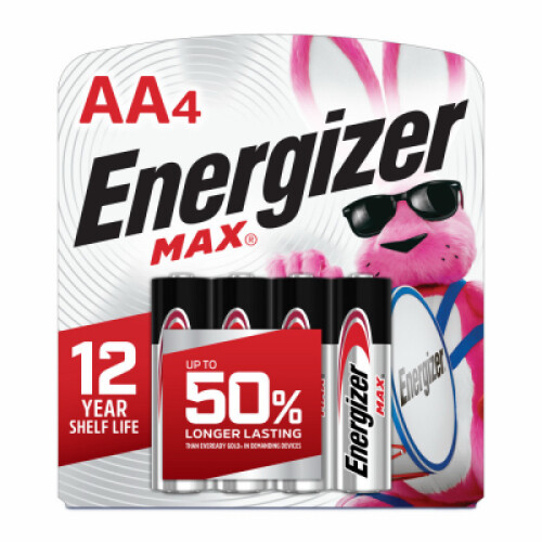 Energizer MAX Alkaline Batteries, AA, 4-Pk. -E91BP-4