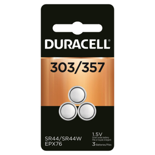 Duracell Silver Oxide Watch Battery, #303/357, 1.5-Volt, 3-Pk. 67448