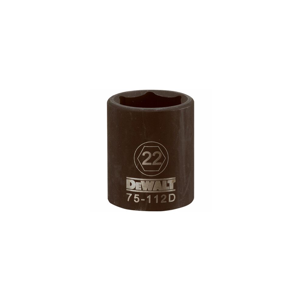Metric Impact Socket, 6-Point, Black Oxide, 1/2-In. Drive, 22mm DWMT75112OSP