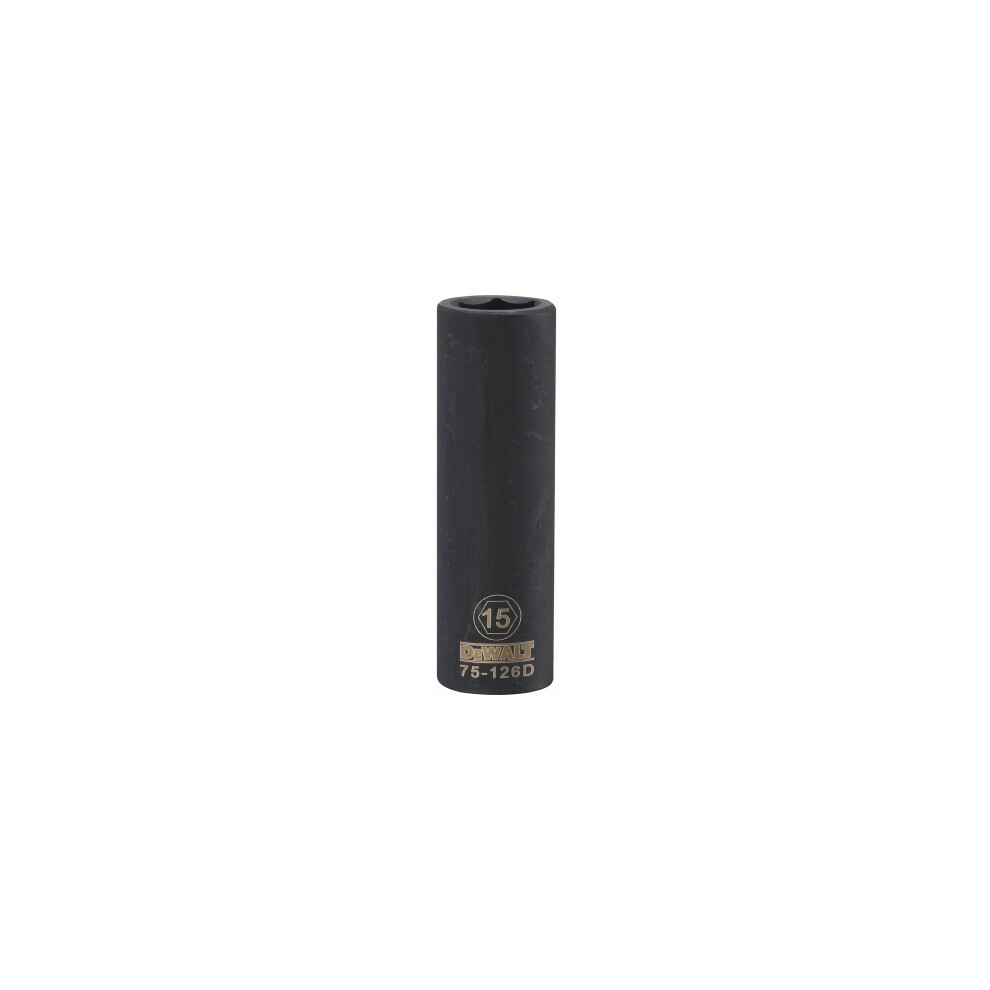 Metric Deep Impact Socket, 6-Point, Black Oxide, 1/2-In. Drive, 15mm -DWMT75126OSP