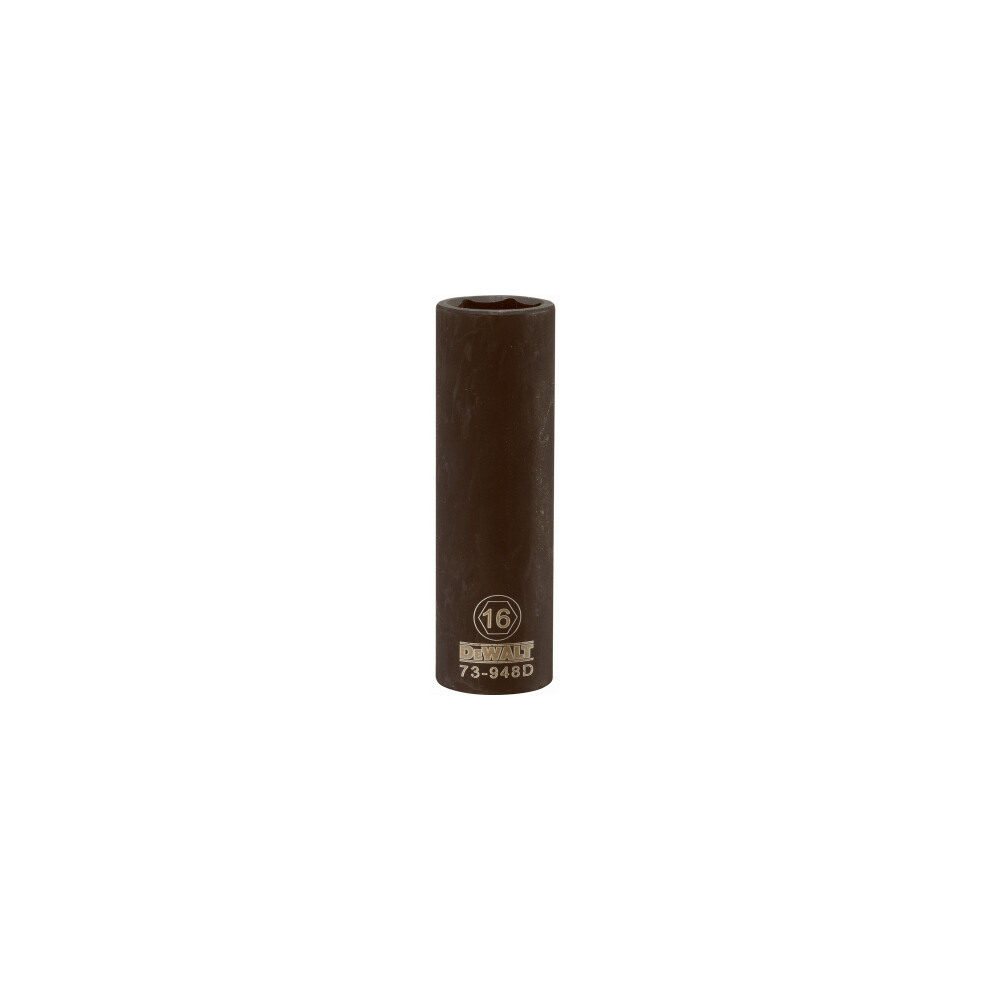 Metric Deep Impact Socket, 6-Point, Black Oxide, 1/2 In. Drive, 16mm - DWMT73948OSP