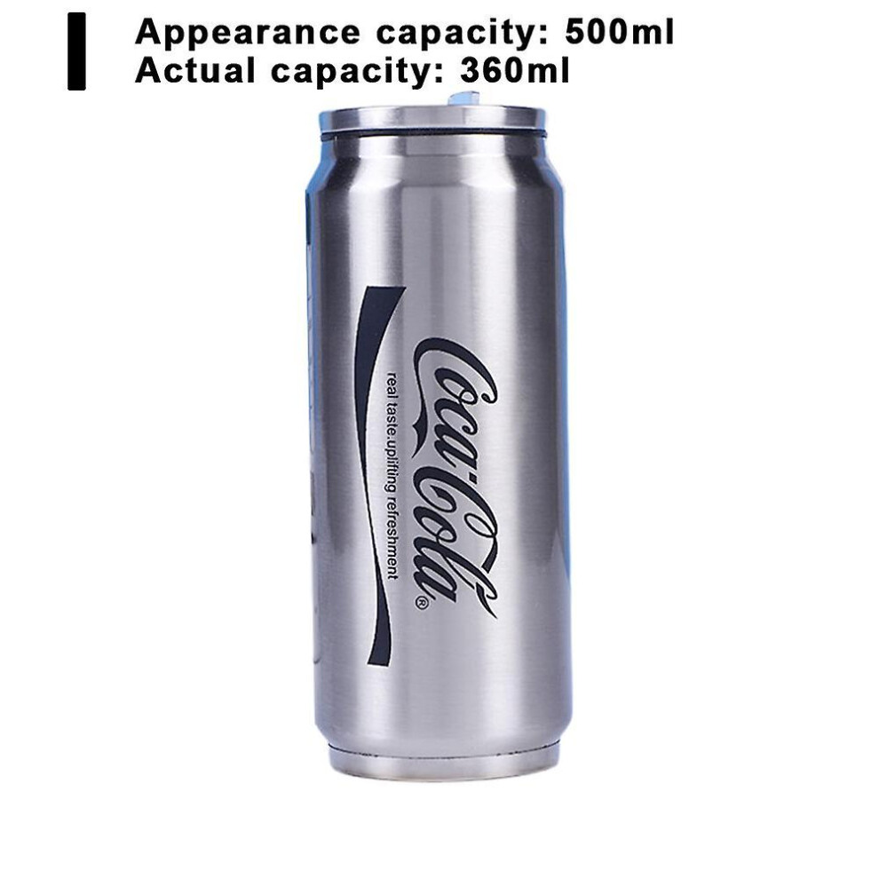 (Actual Capacity 360Ml, Silver) 350ml/500ml Coca Cola Mug, Hot And Cold Insulation, 304 Stainless Steel Thermos, Coke Giant Water Bottle, Custom Car Tra