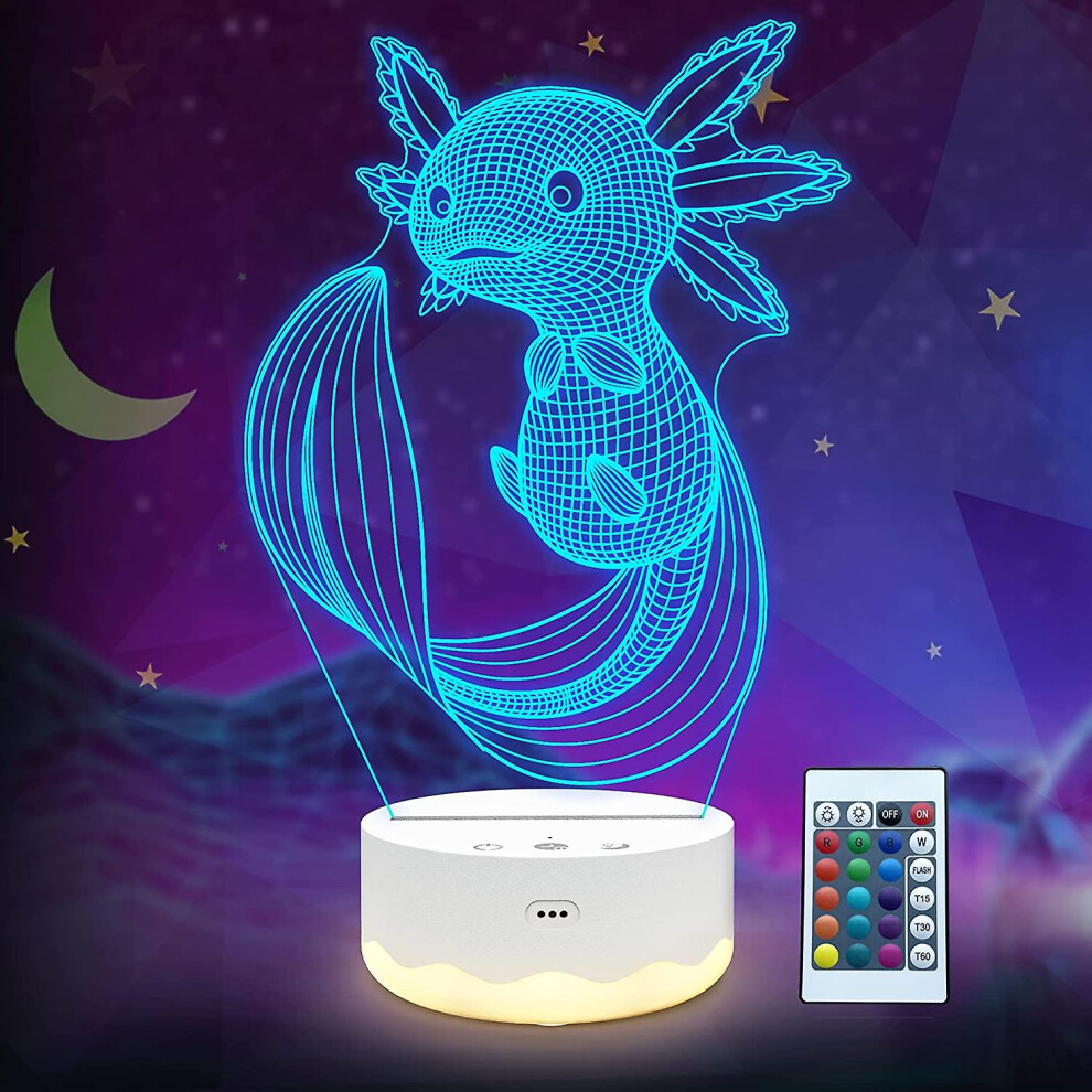 Shxx Axolotl Night Light, 3d Illusion Lamp With Remote   Touch 16 Color Flashing Changing   Timer Desk Lamps Kids Room Decor Best Festival Birthday Gi