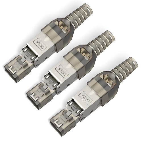 Toolless RJ45 CAT6A Connector, Shielded Tool Free Plug for CAT6A CAT7 ...